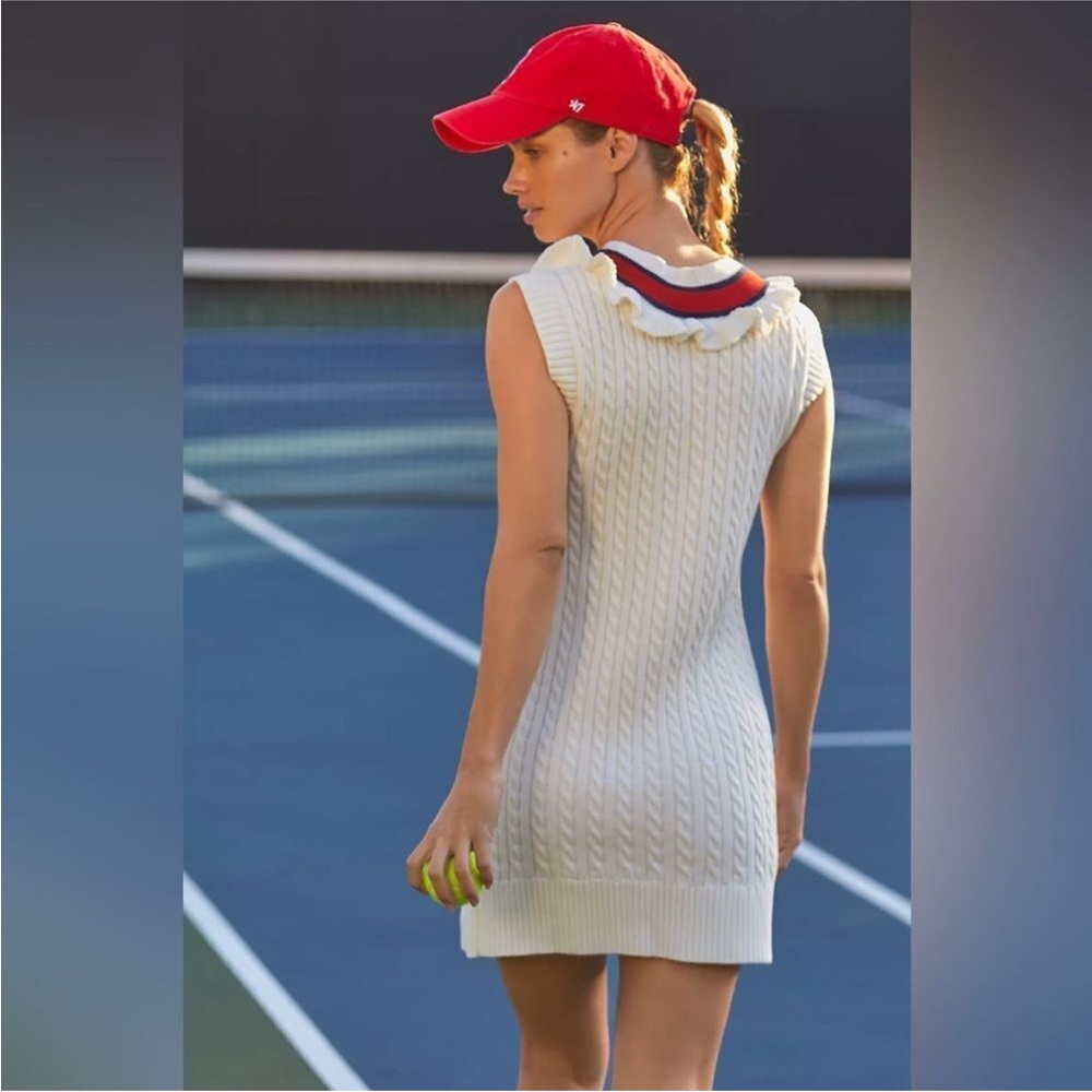 Anthropologie The Upside Dress Ivory Mini Columbia Blaise Preppy Stretch L - Picture 3 of 8